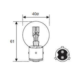 Lampe 12V 36/45W jaune BA21d